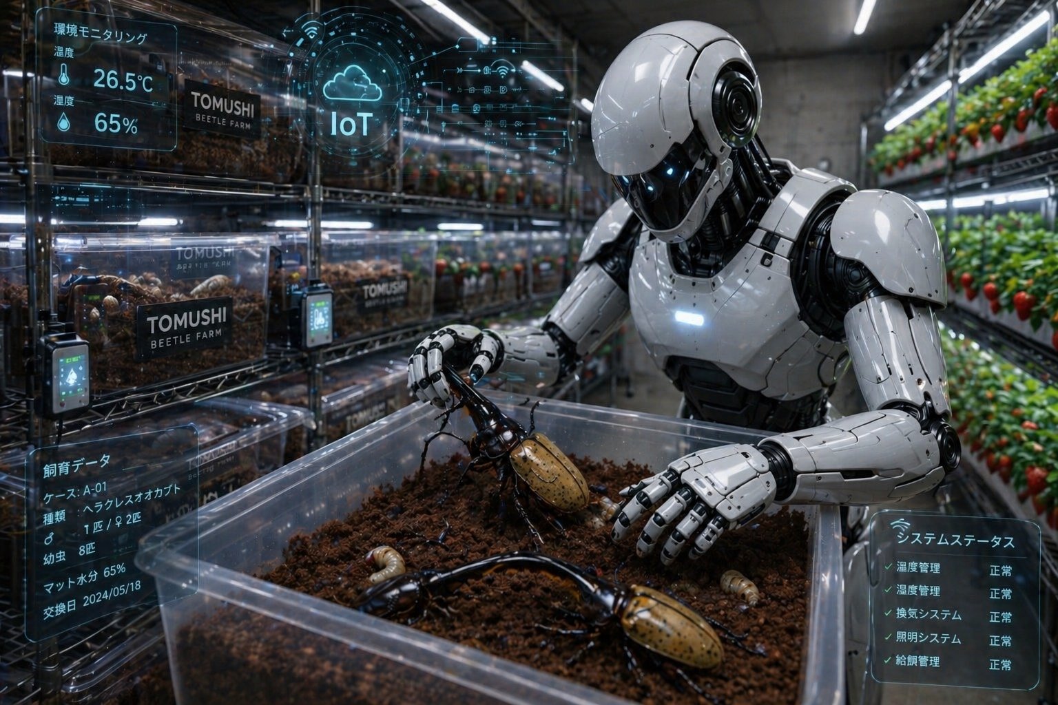 AIロボットによるカブトムシ育成